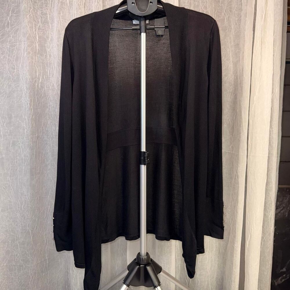 Spicy Sandia Women’s XL Black Open Front Cardigan Studded Cuff Long Sweater